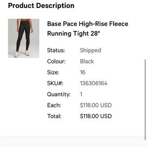 Base Pace Fleece Lined Legging